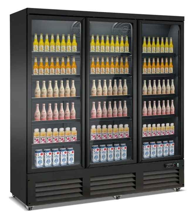 Tiefkühlschrank mit 3 Glastüren Schwarz / 1500 Liter / 1880x705x2050mm