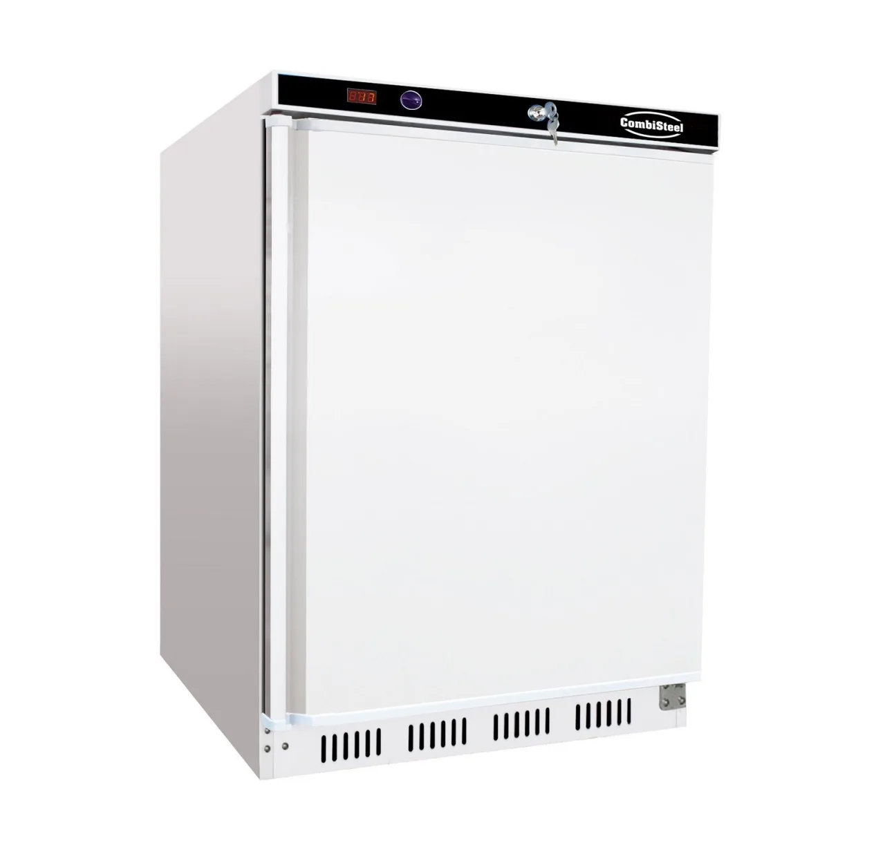 Gastro Tiefkühlschrank 200 Liter / 2 Feste Regale / Weiß lackierter Stahl