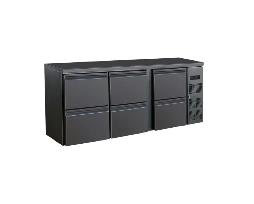 Flaschenkühltisch 537 Liter / 6 Schubladen / 2002 x 513 x 860 mm