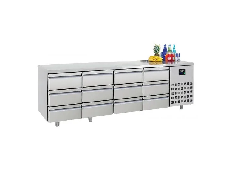 Kühltisch mit 12 Schubladen / 632 Liter / 2330x700x850 mm