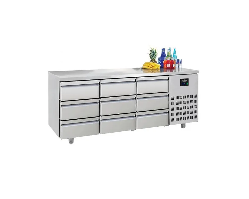 Kühltisch mit 9 Schublade / 474 Liter / 1865x700x850 mm