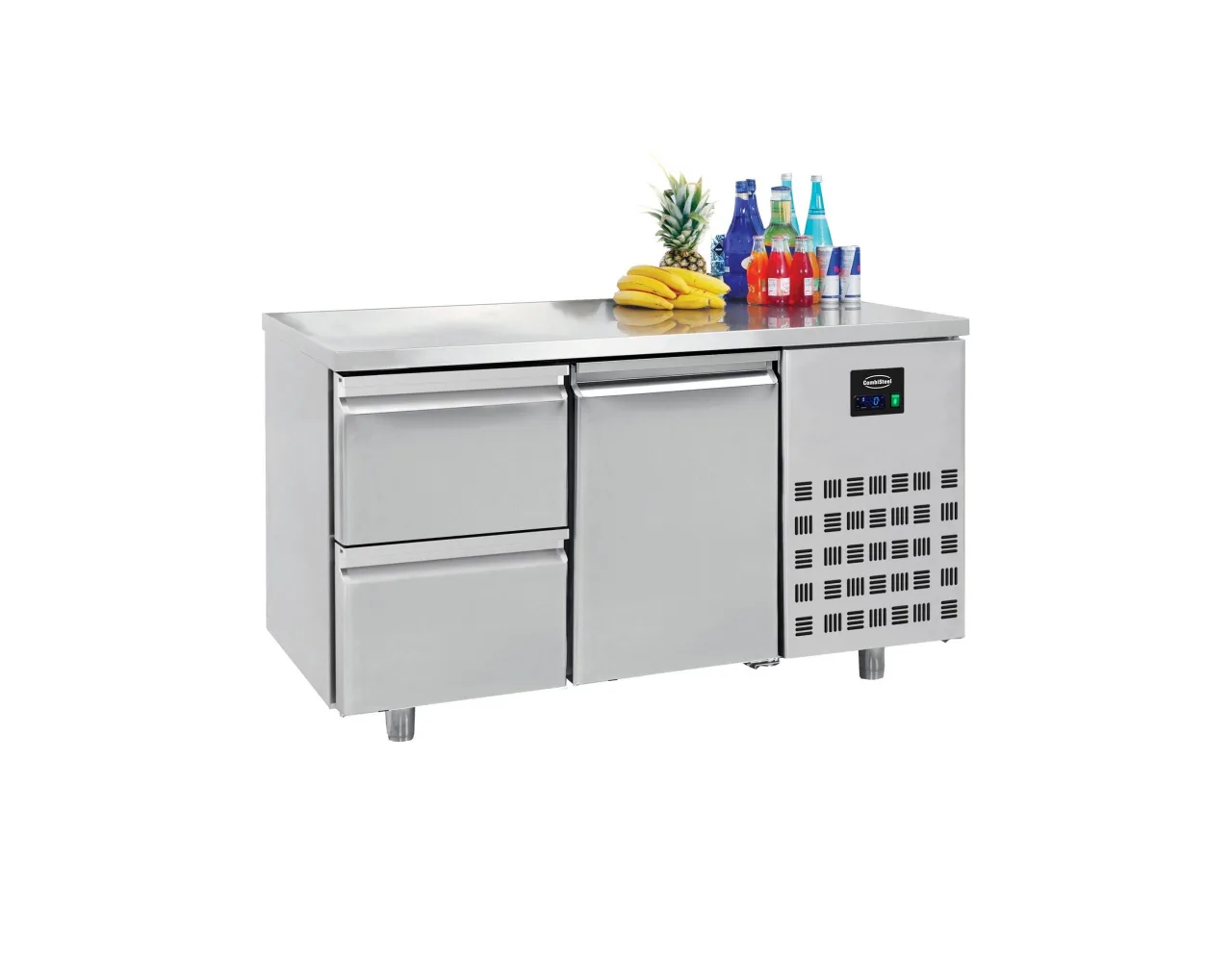 Kühltisch mit 1 Tür + 2 Schubladen / 281 Liter / 1400x700x850 mm