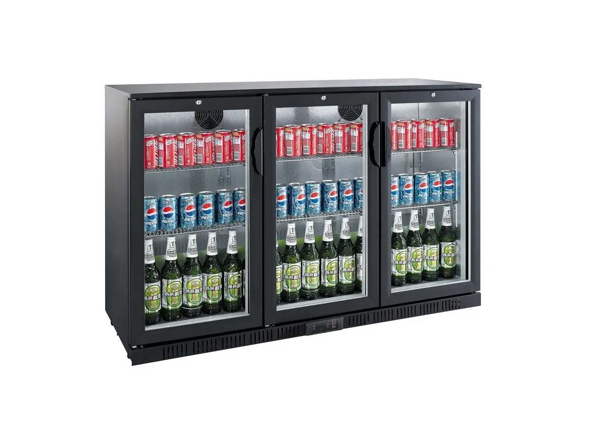 Flaschenkühlschrank 330 Liter, 3 Klapptüren schwarz