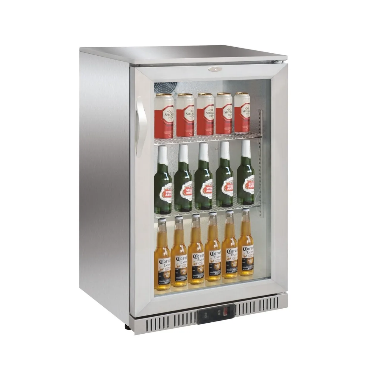 Flaschenkühlschrank 138 Liter, Edelstahl, 1 Klapptür