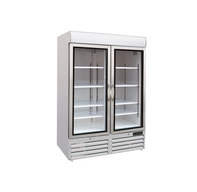 Edelstahl Tiefkühlschrank 920 Liter mit 2 Glastüren / 1370x720x1990 mm