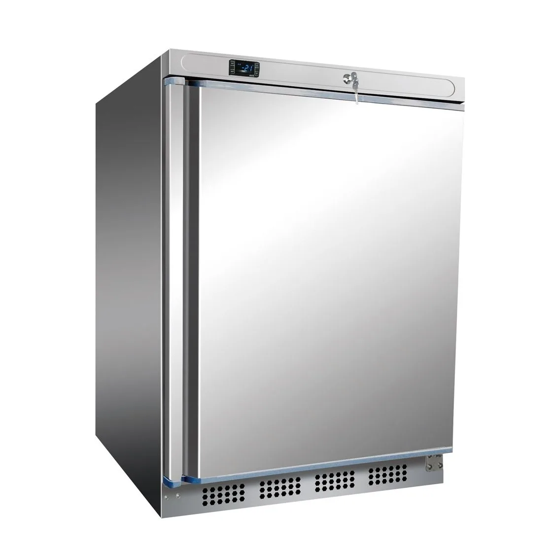 Gastro Tiefkühlschrank 200 Liter / 2 Feste Regale / Rostfreier Stahl