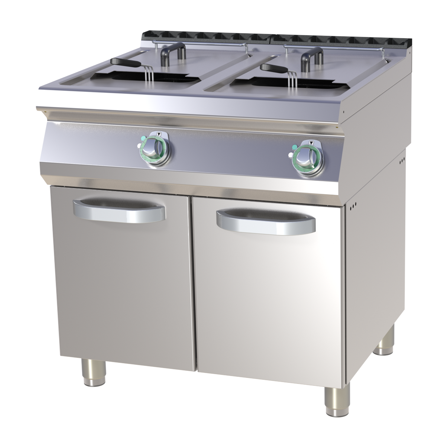 Fritteuse elektrisch 13+13 Liter mit Unterbau | 19,8 kW | RM – FE 780/13 E