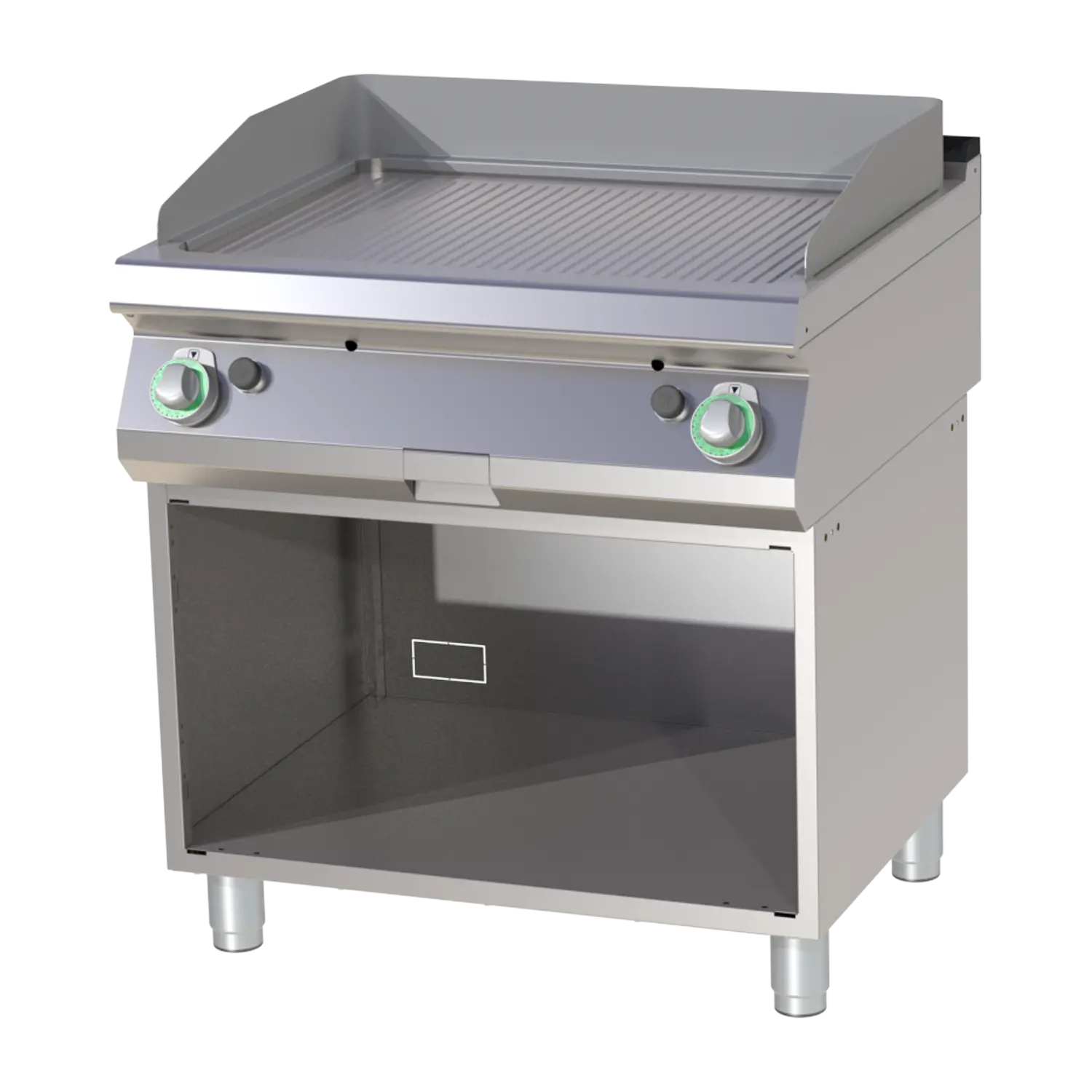 Gas Grillplatte geriffelt verchromt mit Unterbau | 9 kW | RM – FTRC 780 G