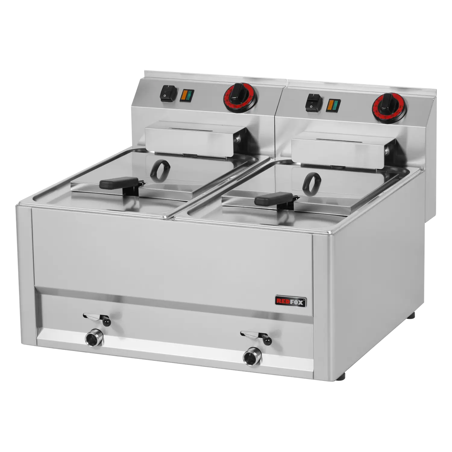 Fritteuse elektrisch doppelt 0,75 kW/l, 8+8 l ohne Unterbauten 400 V | REDFOX – FE 60 ELT
