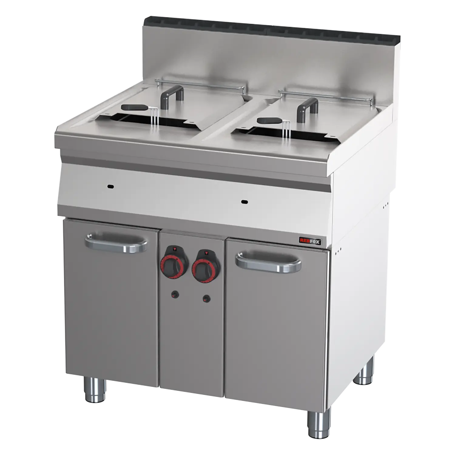 Gasfritteuse doppelt 0,8 kW/l, 15+15 lmit Unterbau | REDFOX – FE 70/80 G
