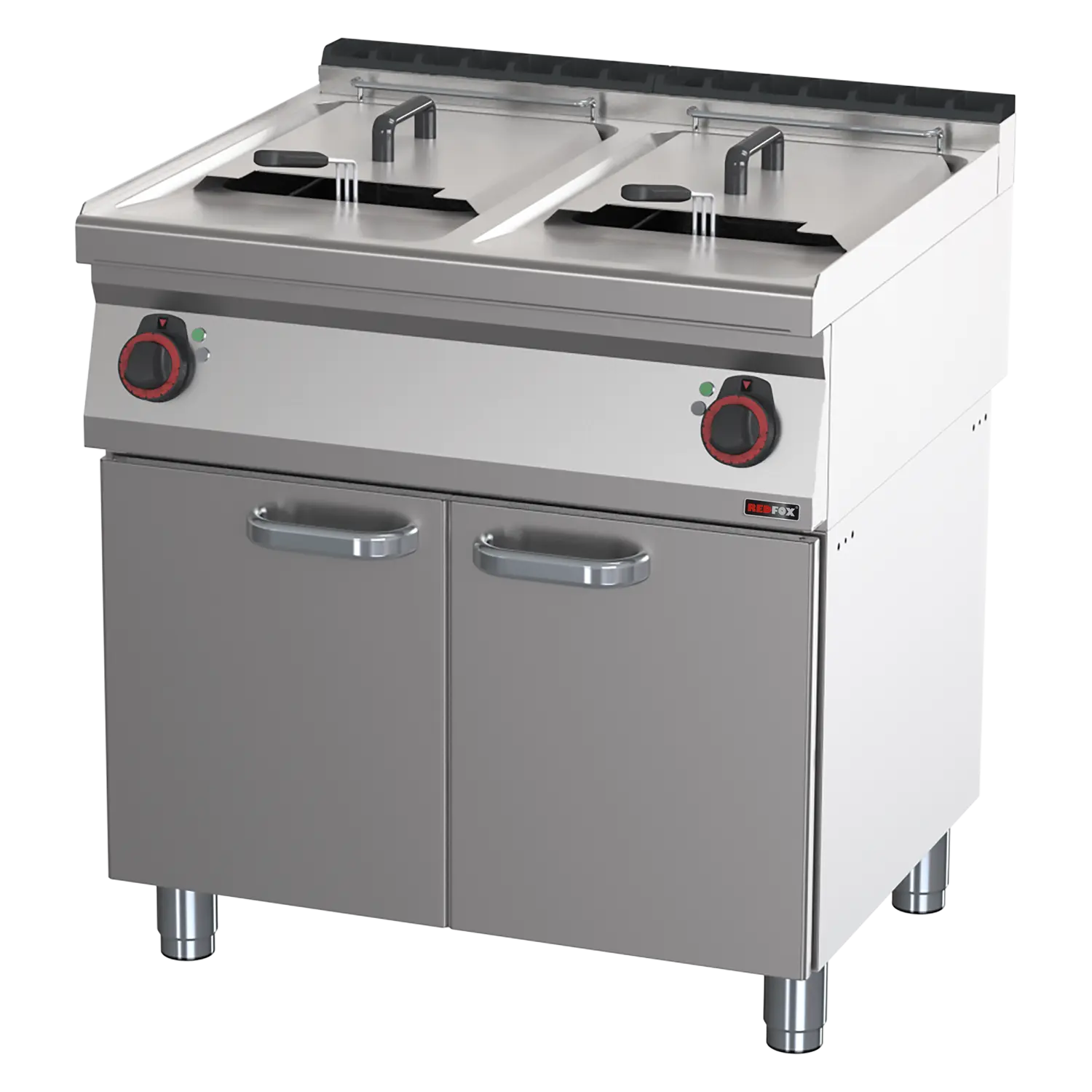 Fritteuse elektrisch doppelt 0,8 kW/l, 17+17 l mit Unterbau 400 V | REDFOX – FE 70/80 E
