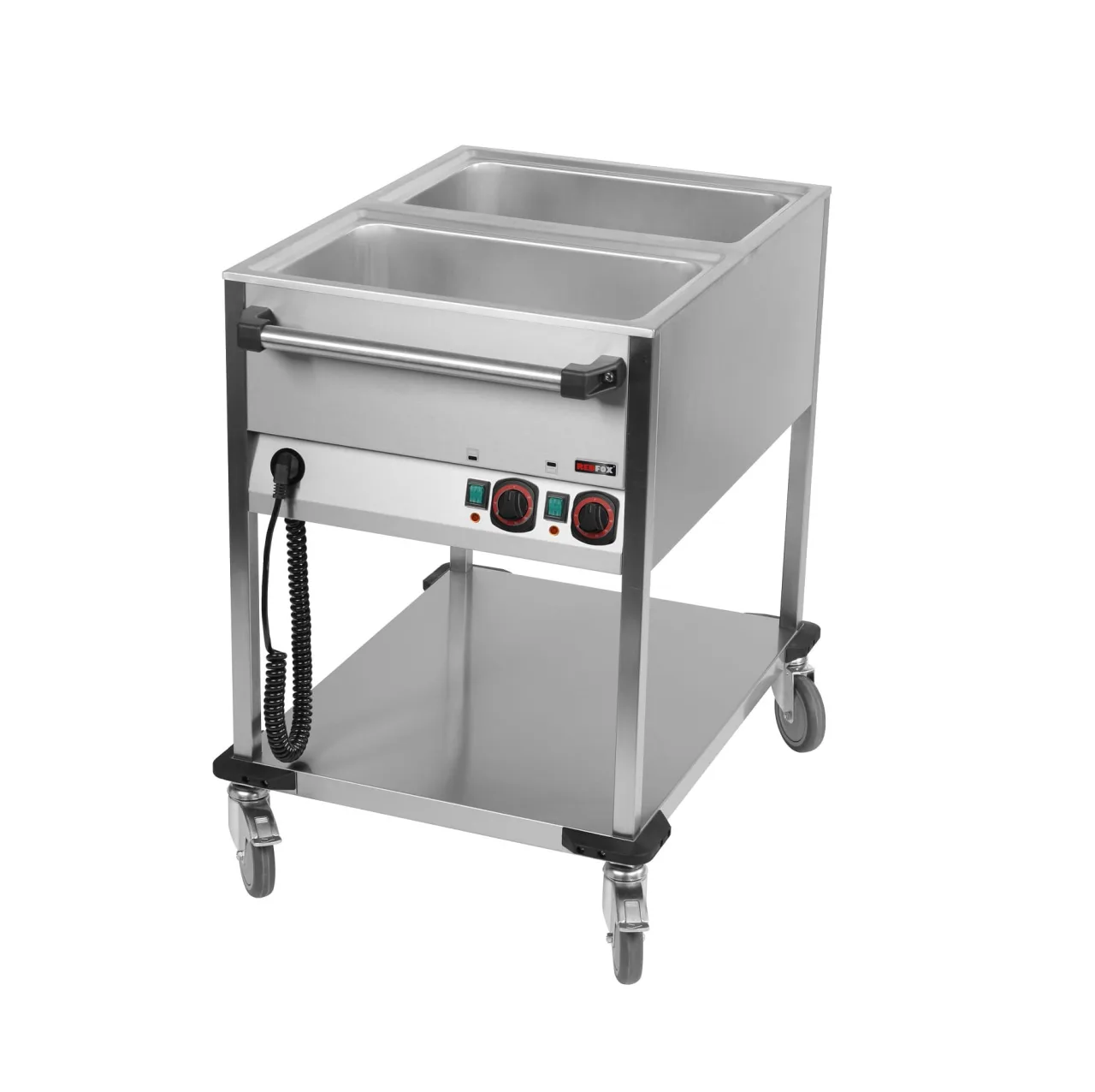 Gastro Bain-Marie-Wagen-Fahrbar 2x GN 1/1, 650x900x900 mm