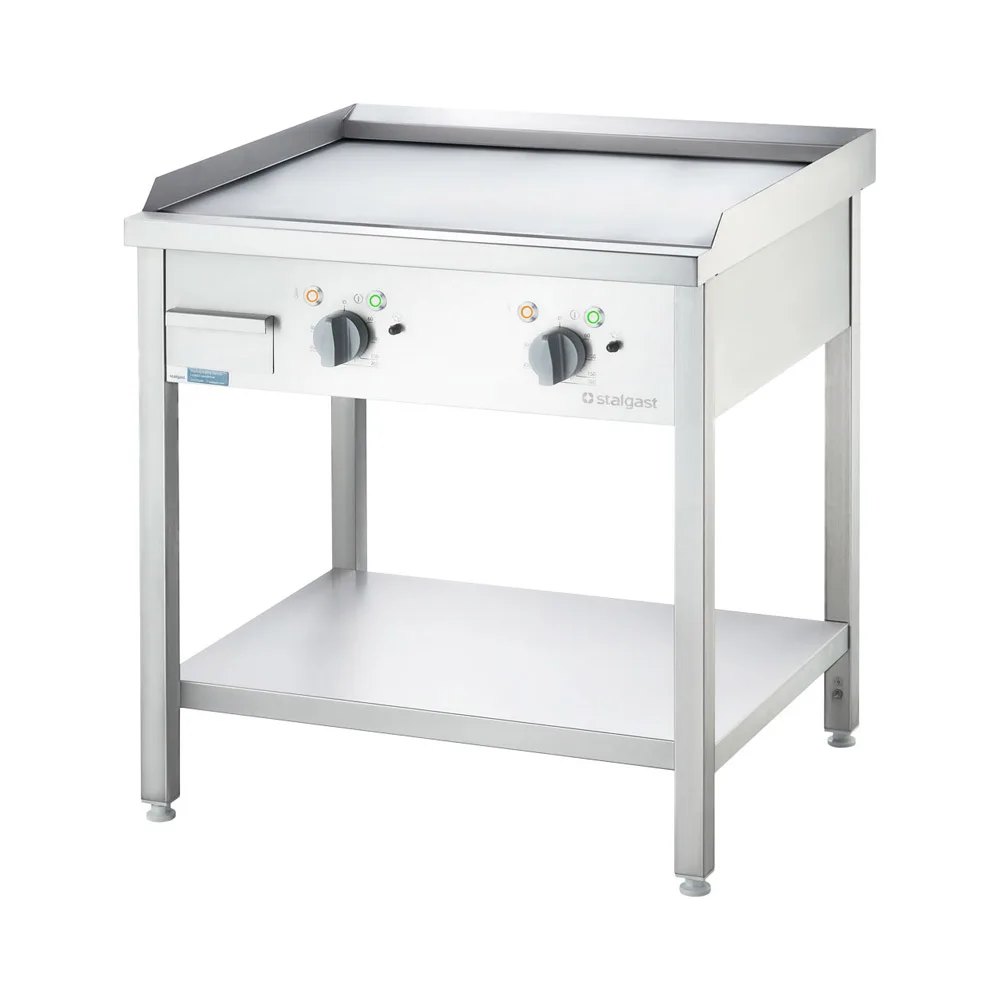 Elektro-Griddleplatte als Standgerät Glatt, Unterbau offen, 800 x 700 x 850 mm (BxTxH)