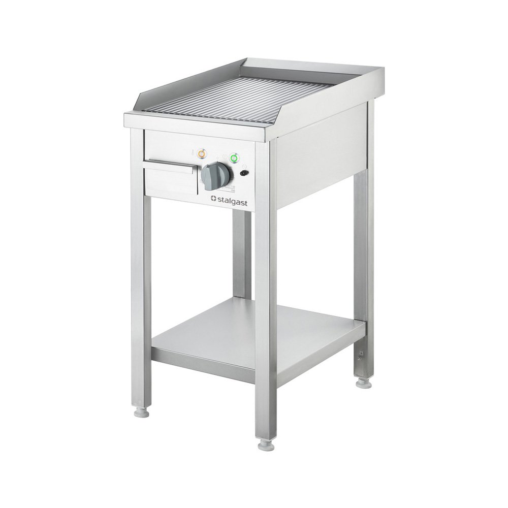 Elektro-Griddleplatte als Standgerät Gerillt, Unterbau offen, 400 x 700 x 850 mm (BxTxH)