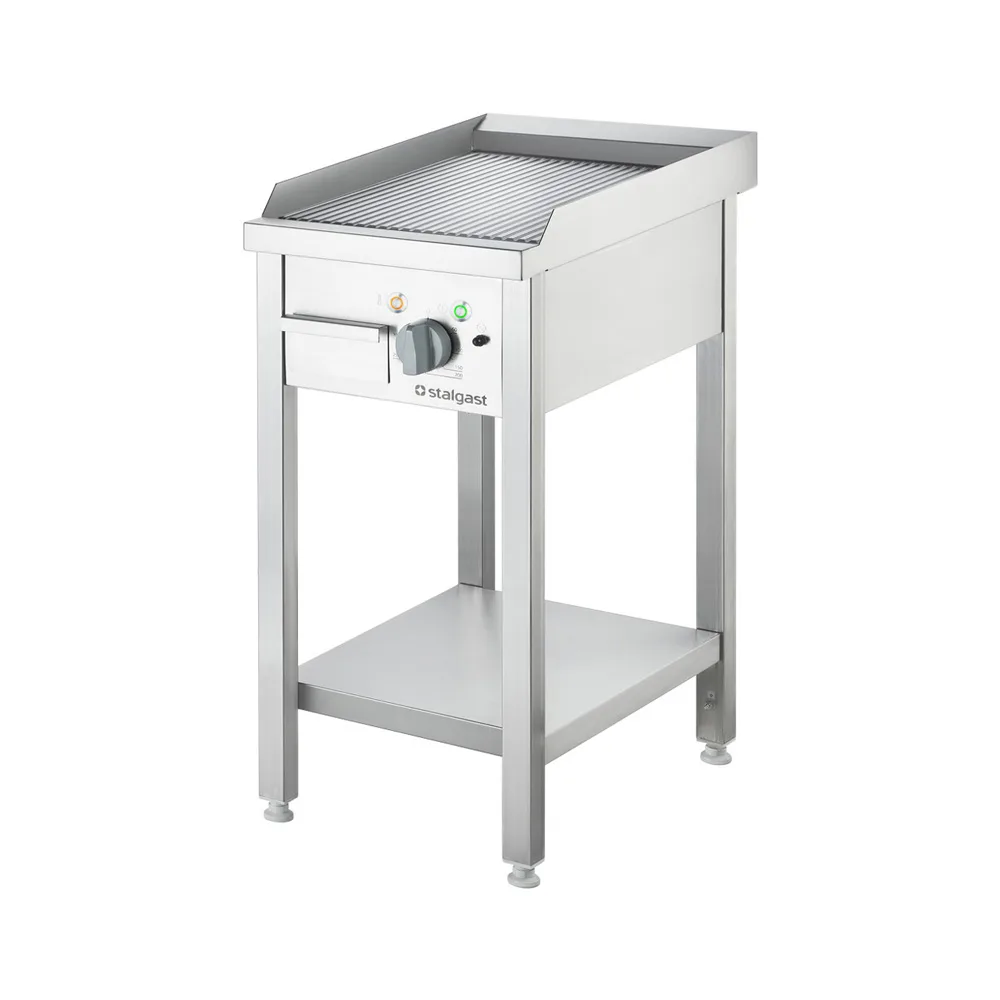Elektro-Griddleplatte als Standgerät Gerillt, Unterbau offen, 400 x 700 x 850 mm (BxTxH)