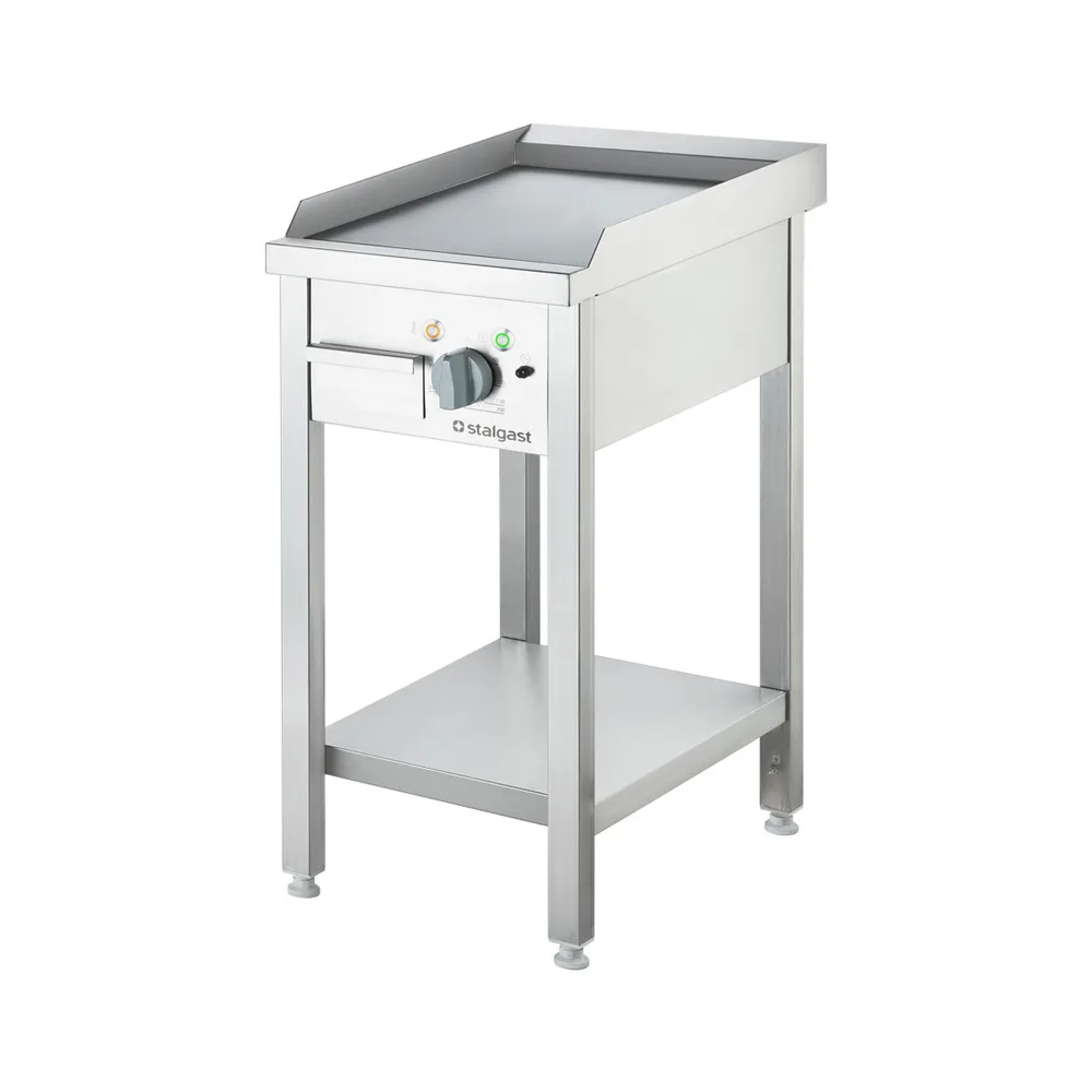 Elektro-Griddleplatte als Standgerät Glatt, Unterbau offen, 400 x 700 x 850 mm (BxTxH)