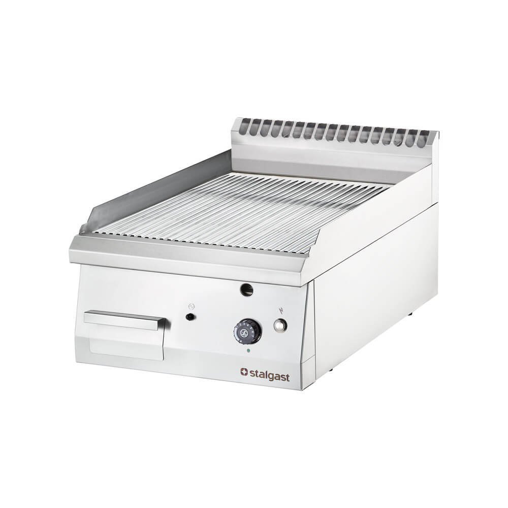 Gas-Griddleplatte, verchromt als Tischgerät, Serie 700 ND – gerillt 400x700x250 mm (BxTxH)