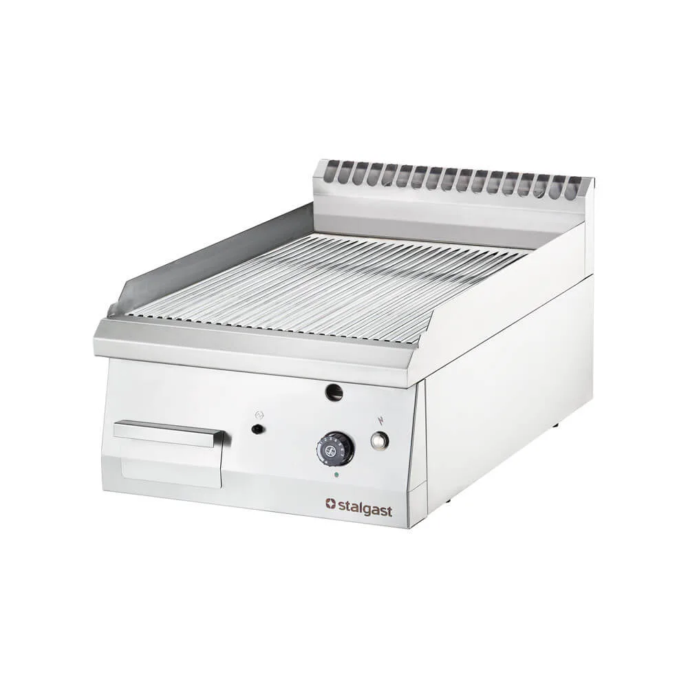 Gas-Griddleplatte, verchromt als Tischgerät, Serie 700 ND – gerillt 400x700x250 mm (BxTxH)