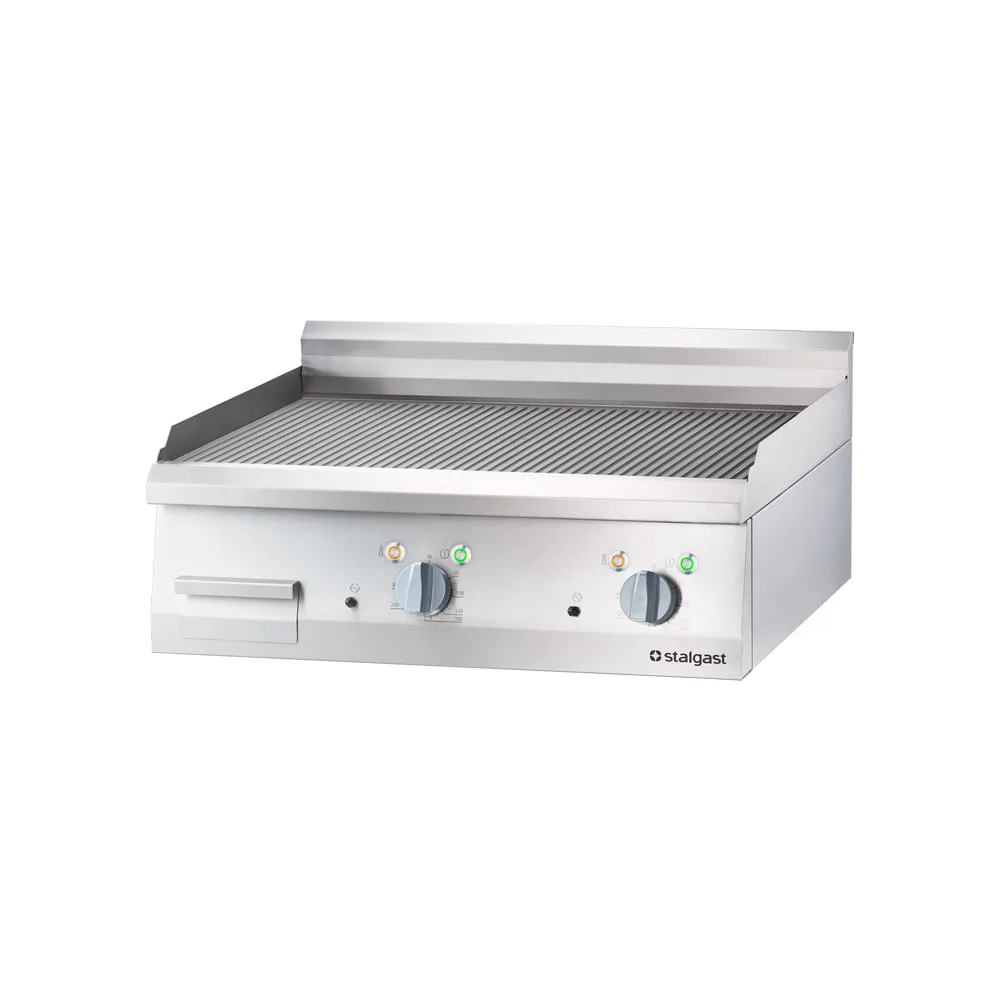 Elektro-Griddleplatte als Tischgerät, 800×700 mm, gerillte Grillfläche, Serie 700 ND