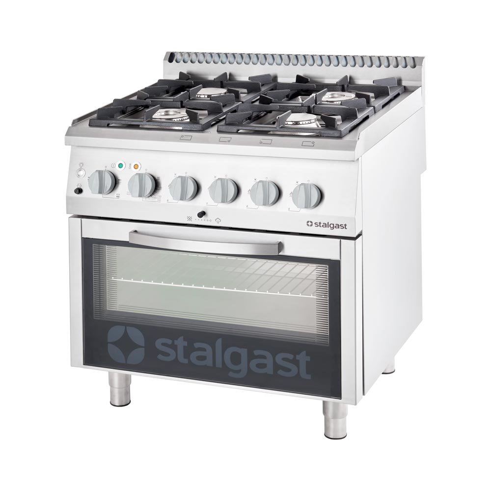 Gasherd mit 4 Brennern (3,5x2x5+7) und Elektro-Umluft-Backofen 600×400 mm / GN1/1, Serie 700 ND
