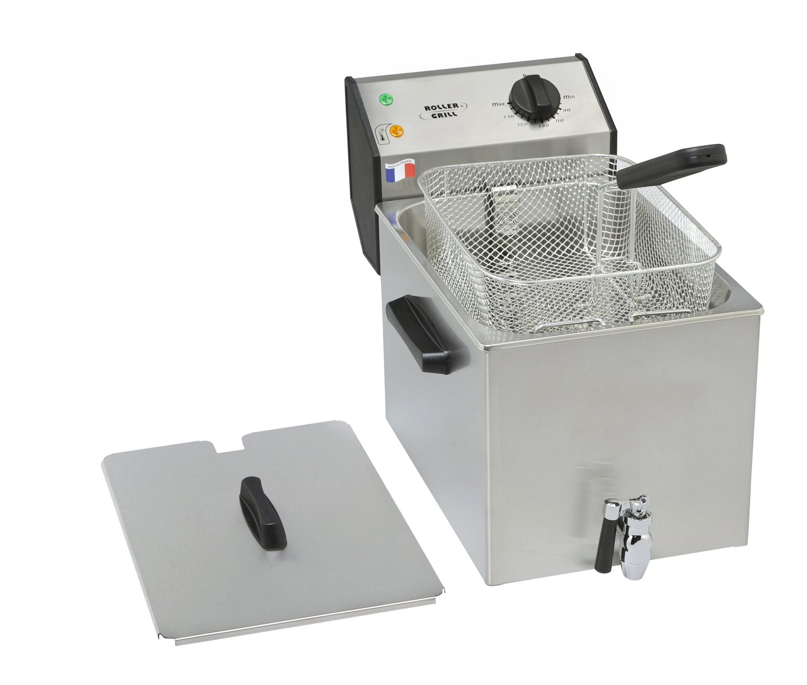 ROLLER GRILL Fritteuse mit Ablasshahn, mit Ablasshahn 8 Liter/ 3,6 kW / 265x450x360 mm