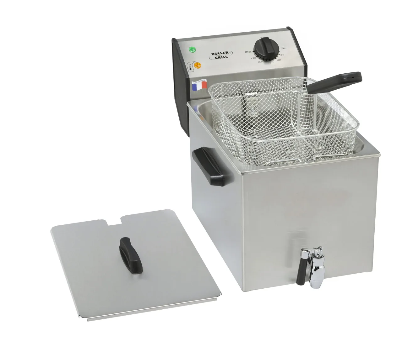 ROLLER GRILL Fritteuse mit Ablasshahn, mit Ablasshahn 8 Liter/ 3,6 kW / 265x450x360 mm