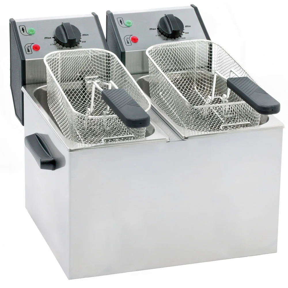 ROLLER GRILL Fritteuse mit zwei Becken, 2 x 5 Liter / 3,2 kW / 390x425x320 mm