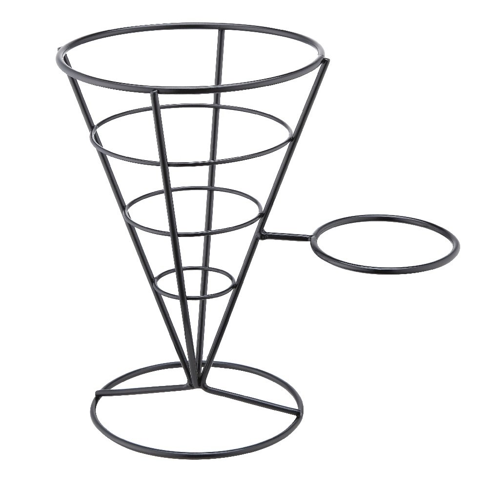 Pommestütenständer schwarz mit Halterung für Dip-Schale, 220 x 145 x 215 mm (BxTxH)