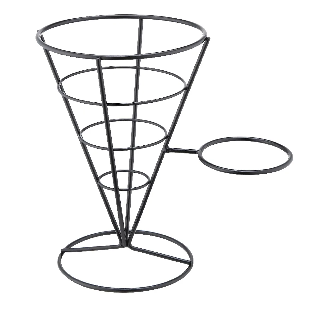 Pommestütenständer schwarz mit Halterung für Dip-Schale, 220 x 145 x 215 mm (BxTxH)