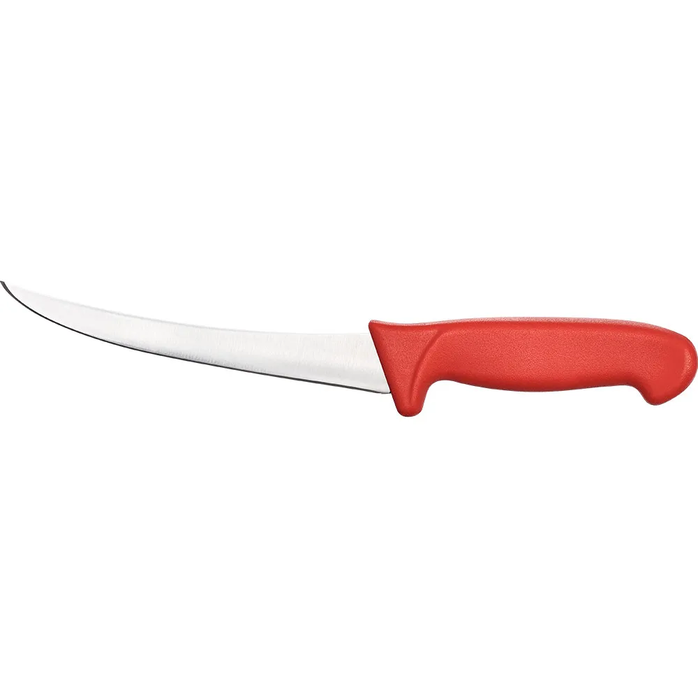 Ausbeinmesser Premium, HACCP, Griff rot, gebogene Edelstahlklinge 15 cm
