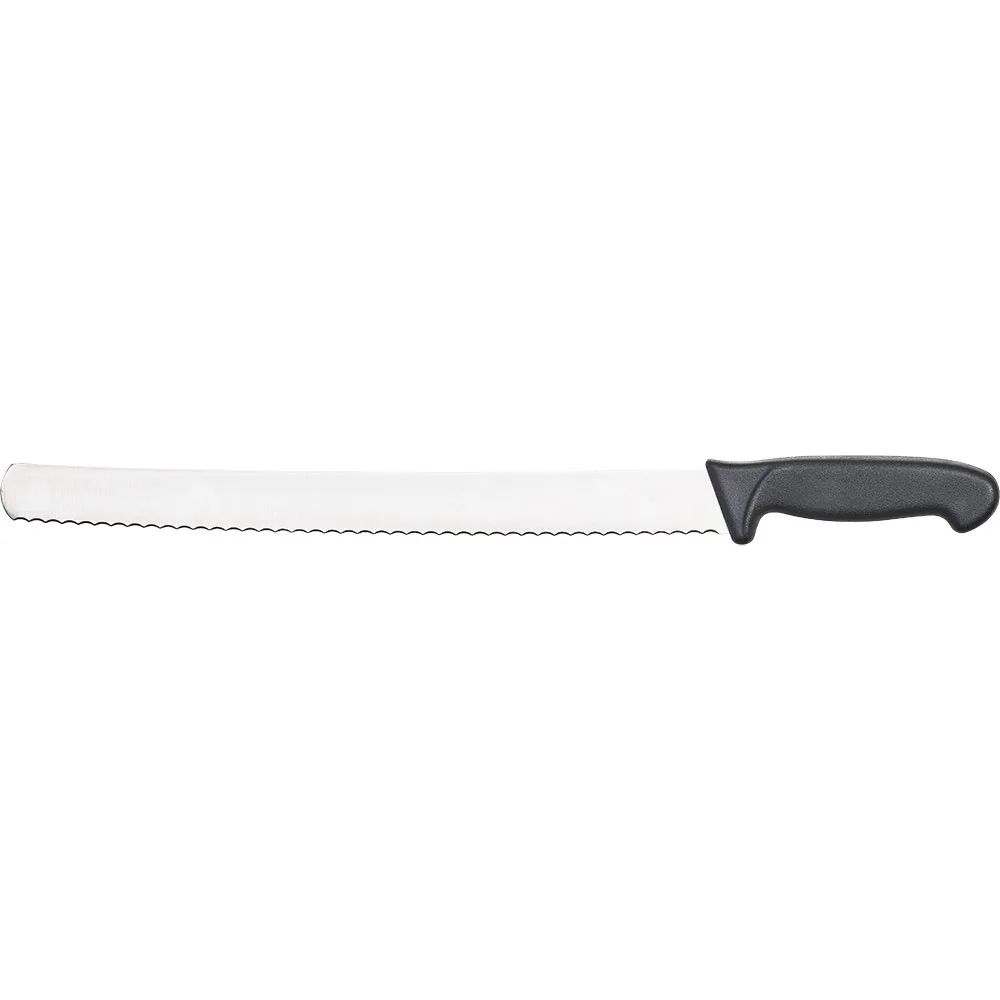 Konditormesser mit Wellenschliff, Griff schwarz, Klingenlänge 36 cm
