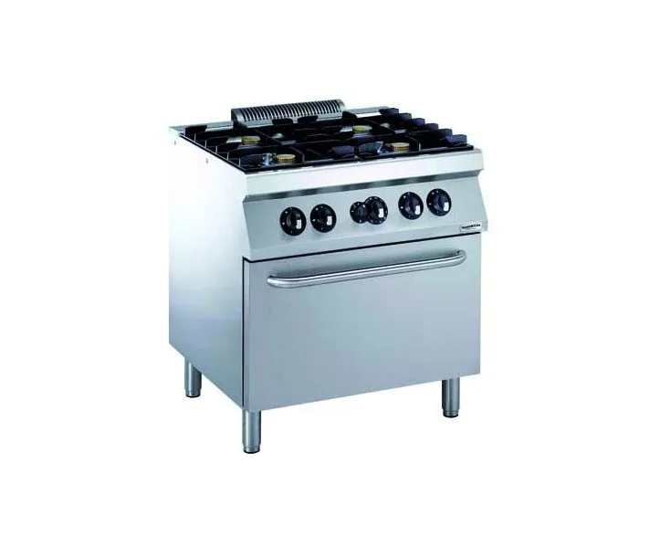 Gasherd mir 4 Brenner und Gasbackofen 800 x 700 mm