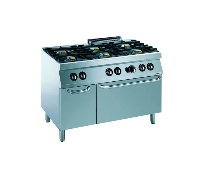 Gasherd mir 6 Brenner und Gasbackofen 1200 x 700 mm