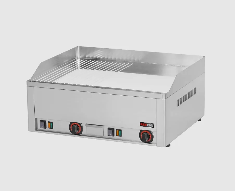 Elektro Grillplatte Hartverchromt Glatt und Gerillt 66×60 cm