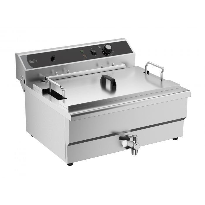 Elektro Tischfriteuse 25 Liter mit Abflussventil 400V