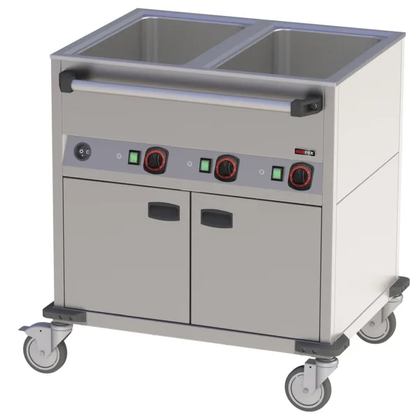 Gastro Bain-Marie-Wagen-Fahrbar 2x GN 1/1, 850x700x900 mm, 230 V 2,2 kW