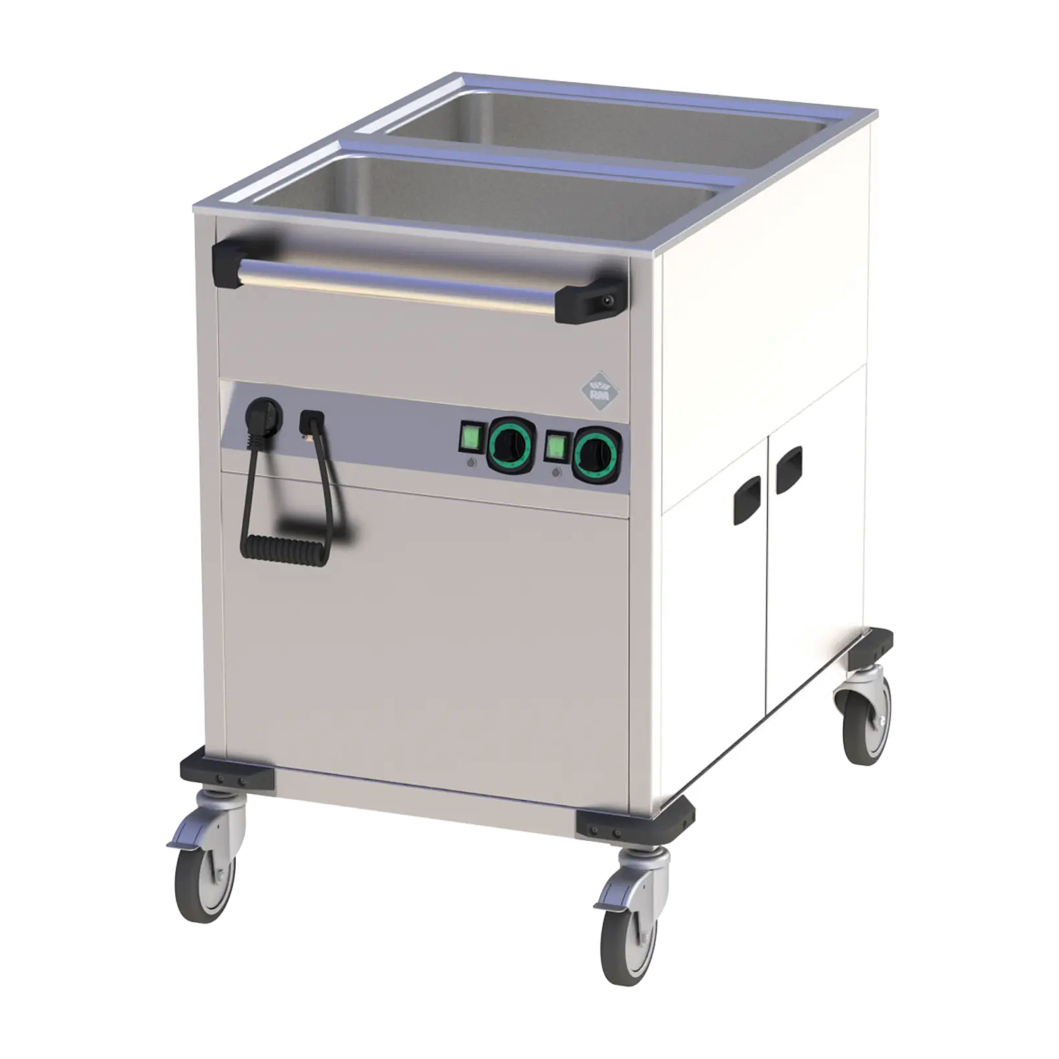 Gastro Bain-Marie-Wagen-Fahrbar 2x GN 1/1, 900x650x900 mm, 230 V 2,2 kW