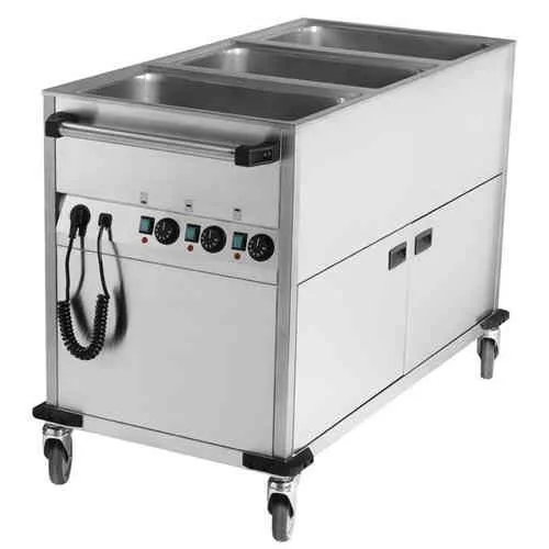 Gastro Bain-Marie-Wagen-Fahrbar 3x GN 1/1, 1300x650x900 mm