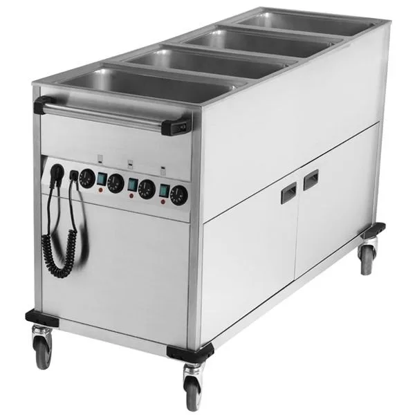 Gastro Bain-Marie-Wagen-Fahrbar 4x GN 1/1, 1700x650x900 mm, 230 V 2,8 kW