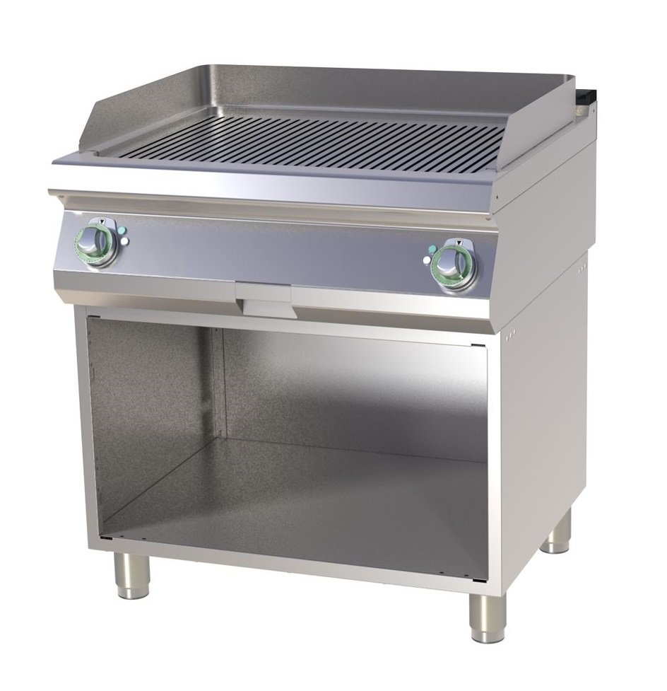 Elektro Grillplatte 80cm Gerillt mit Unterbau