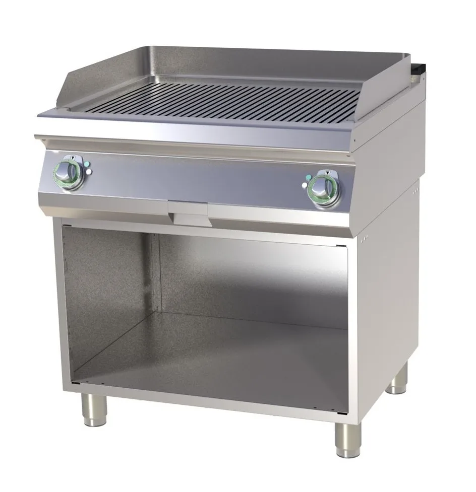 Elektro Grillplatte 80cm Gerillt mit Unterbau