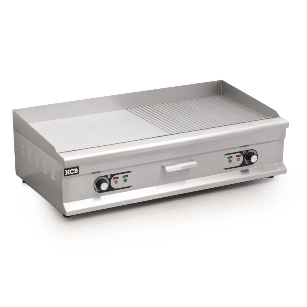 Elektro Grillplatte 1/2 Glatt & Gerillt / 100x52x33 cm / 400V / 6kW