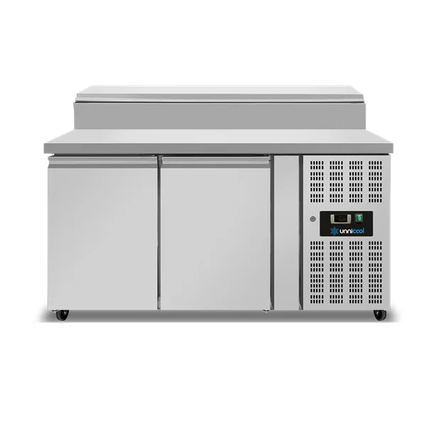 Saladette | 2 Türen (1/1 GN) | Oben 6× 1/3 GN | +2°C bis +8°C | Zwangskühlung | Klappdeckel