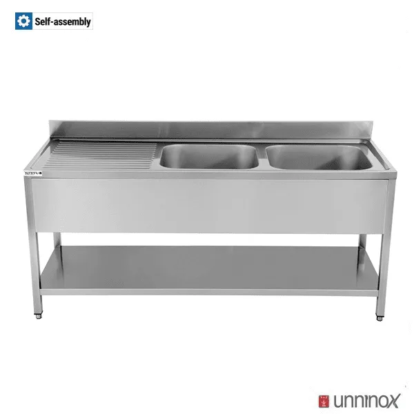 Spüle + Unterregal – ECO2000x700xH850mm 2 Becken Rechts