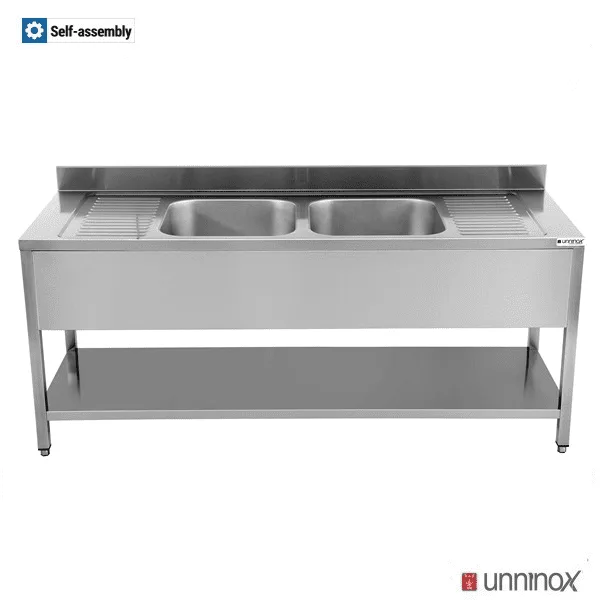 Spüle + Unterregal – ECO2000x700xH850mm 2 Becken Mittel