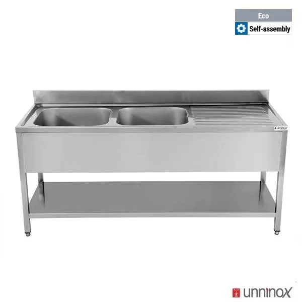 Spüle + Unterregal – ECO1800x700xH850mm 2 Becken links