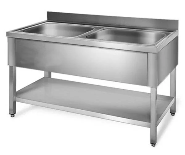 Spüle + Unterregal – ECO1000x600xH850mm 2 Becken – Mitte