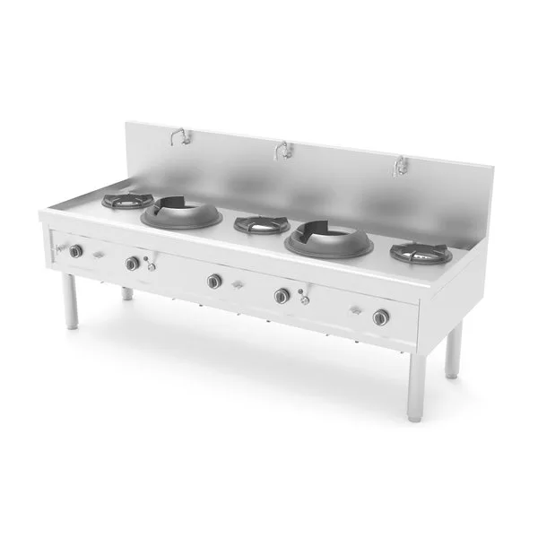 Wok-Herd | Gas | 2 Wok-Brenner + 3 Suppenbrenner | 82.6 kW | 2310 x 850 x 1100 mm