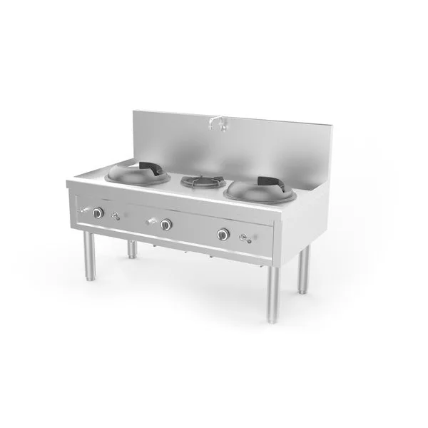Wok-Herd | Gas | 2 Wok-Brenner + 1 Suppenbrenner | 64.2 kW | 1530 x 850 x 1100 mm