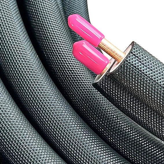 Kältemittelleitung Kälteleitung Kupfer schwarz isoliert 1/4″ – 1/2″